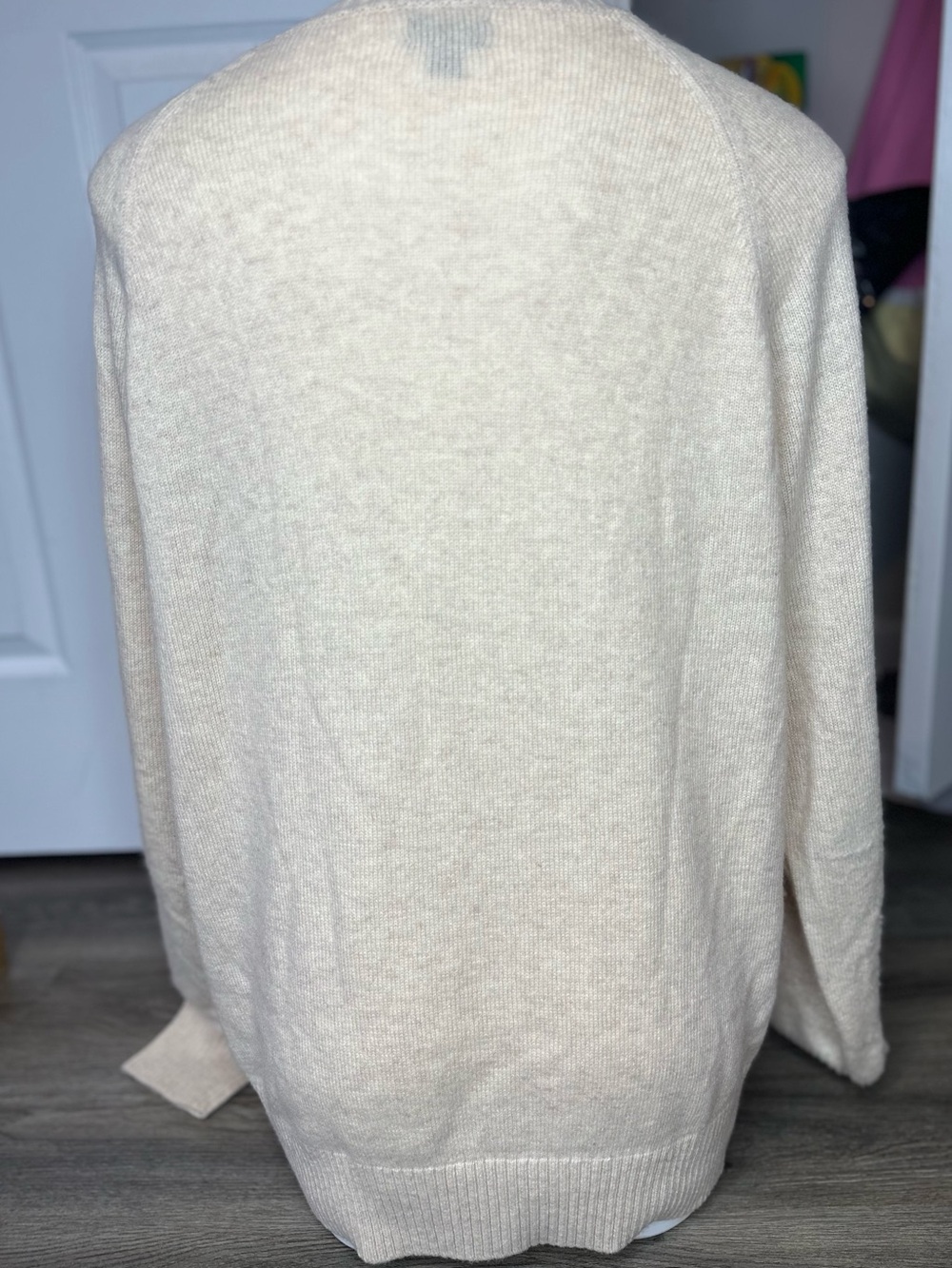 J. Crew Reimagined Lambswool Blend Soft Oatmeal Cream Crewneck Sweater Sz L - Picture 6 of 9